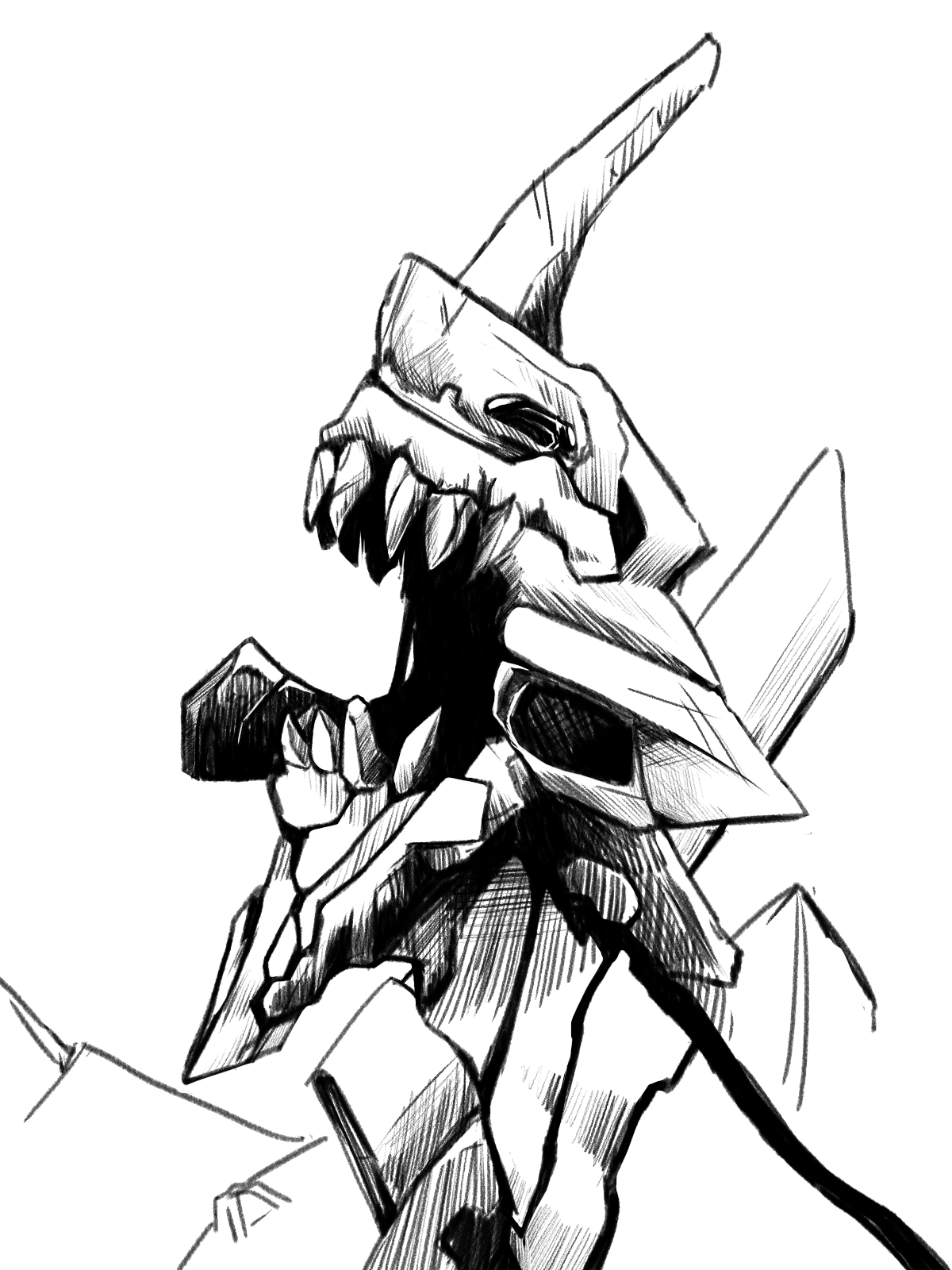 Illustration brouillon d'un mecha d'evangelion
